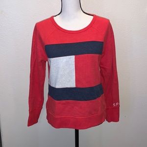 Tommy Hilfiger red colorblock comfy super soft pullover sweatshirt